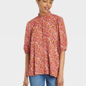 🎉 *3 for $25* Knox Rose Floral High Neck Blouse (Black Floral) Size L